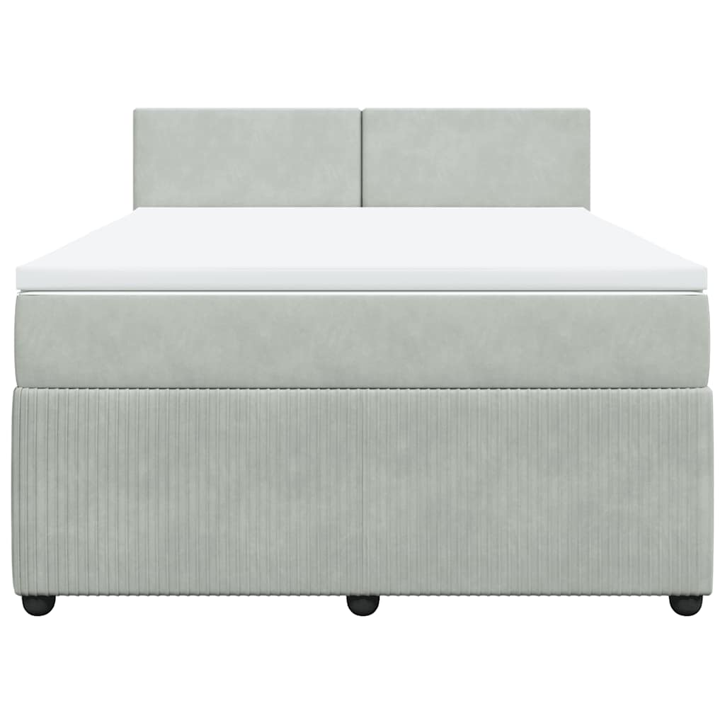 Κρεβάτι Boxspring με Στρώμα Ανοιχτό Γκρι 140x200 εκ. Βελούδινο - Pakobazaar
