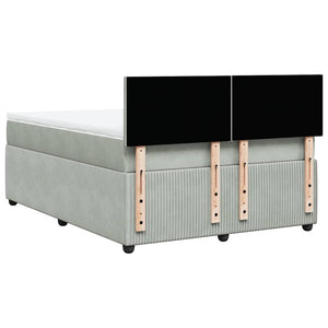 Κρεβάτι Boxspring με Στρώμα Ανοιχτό Γκρι 140x200 εκ. Βελούδινο - Pakobazaar
