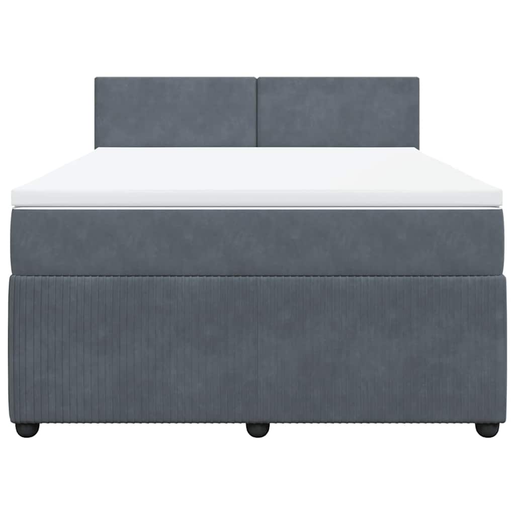 Κρεβάτι Boxspring με Στρώμα Σκούρο Γκρι 140x200 εκ. Βελούδινο - Pakobazaar