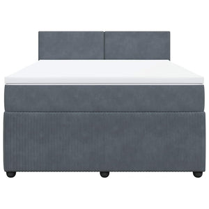 Κρεβάτι Boxspring με Στρώμα Σκούρο Γκρι 140x200 εκ. Βελούδινο - Pakobazaar