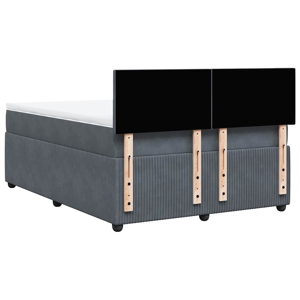 Κρεβάτι Boxspring με Στρώμα Σκούρο Γκρι 140x200 εκ. Βελούδινο - Pakobazaar