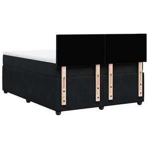 Κρεβάτι Boxspring με Στρώμα Μαύρο 140x200 εκ. Βελούδινο - Pakobazaar