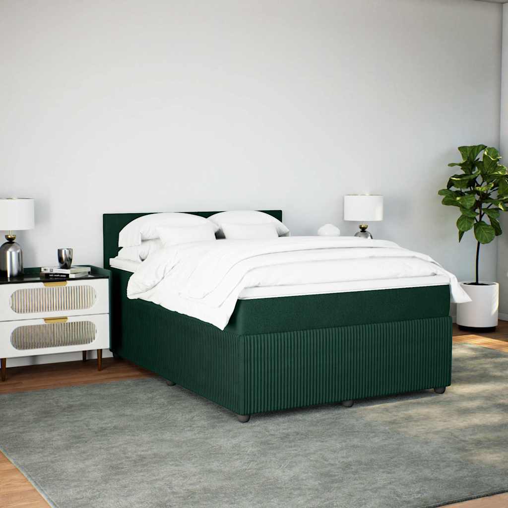 Κρεβάτι Boxspring με Στρώμα Σκούρο Πράσινο 140x200εκ. Βελούδινο - Pakobazaar