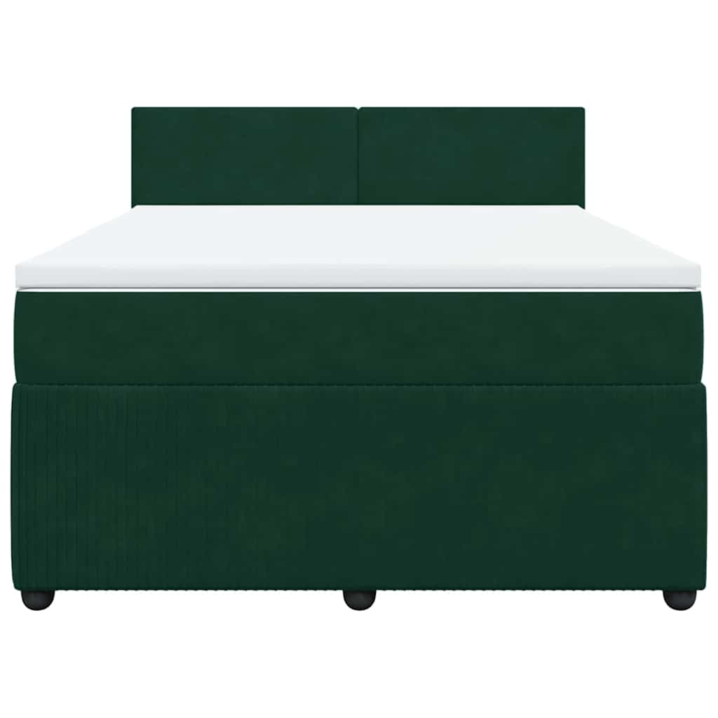 Κρεβάτι Boxspring με Στρώμα Σκούρο Πράσινο 140x200εκ. Βελούδινο - Pakobazaar