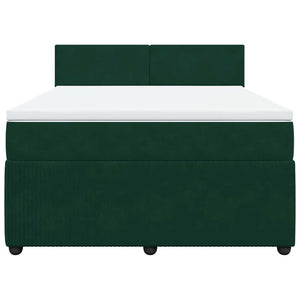 Κρεβάτι Boxspring με Στρώμα Σκούρο Πράσινο 140x200εκ. Βελούδινο - Pakobazaar