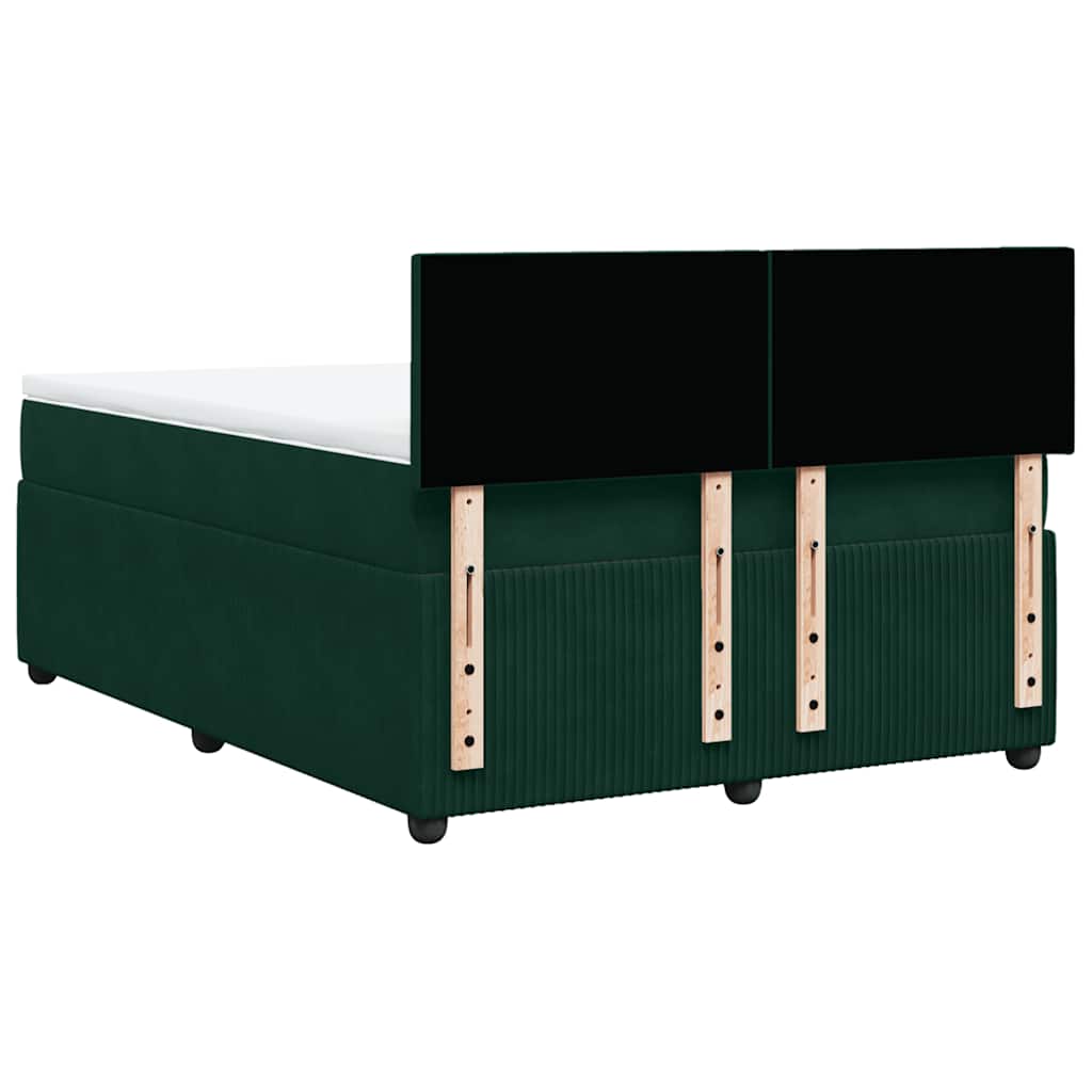 Κρεβάτι Boxspring με Στρώμα Σκούρο Πράσινο 140x200εκ. Βελούδινο - Pakobazaar