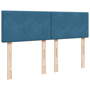 Κρεβάτι Boxspring με Στρώμα Μπλε 140x200 εκ. Βελούδινο
