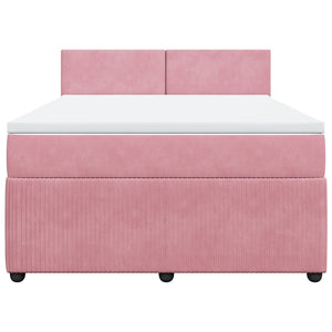 Κρεβάτι Boxspring με Στρώμα Ροζ 140x200 εκ. Βελούδινο - Pakobazaar