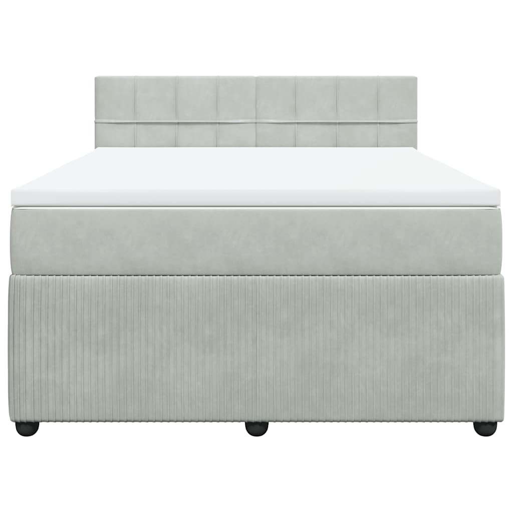 Κρεβάτι Boxspring με Στρώμα Ανοιχτό Γκρι 140x200 εκ. Βελούδινο