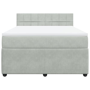 Κρεβάτι Boxspring με Στρώμα Ανοιχτό Γκρι 140x200 εκ. Βελούδινο
