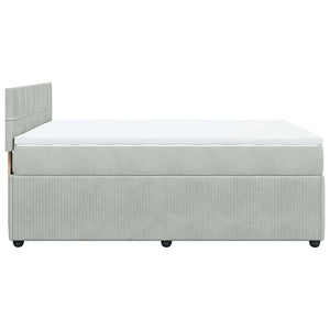 Κρεβάτι Boxspring με Στρώμα Ανοιχτό Γκρι 140x200 εκ. Βελούδινο
