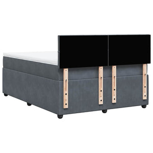 Κρεβάτι Boxspring με Στρώμα Σκούρο Γκρι 140x200 εκ. Βελούδινο