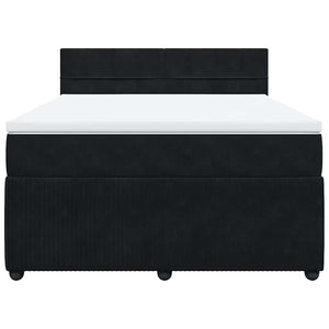 Κρεβάτι Boxspring με Στρώμα Μαύρο 140x200 εκ. Βελούδινο - Pakobazaar