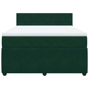 Κρεβάτι Boxspring με Στρώμα Σκούρο Πράσινο 140x200εκ. Βελούδινο - Pakobazaar