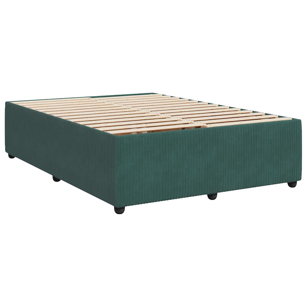 Κρεβάτι Boxspring με Στρώμα Σκούρο Πράσινο 140x200εκ. Βελούδινο - Pakobazaar