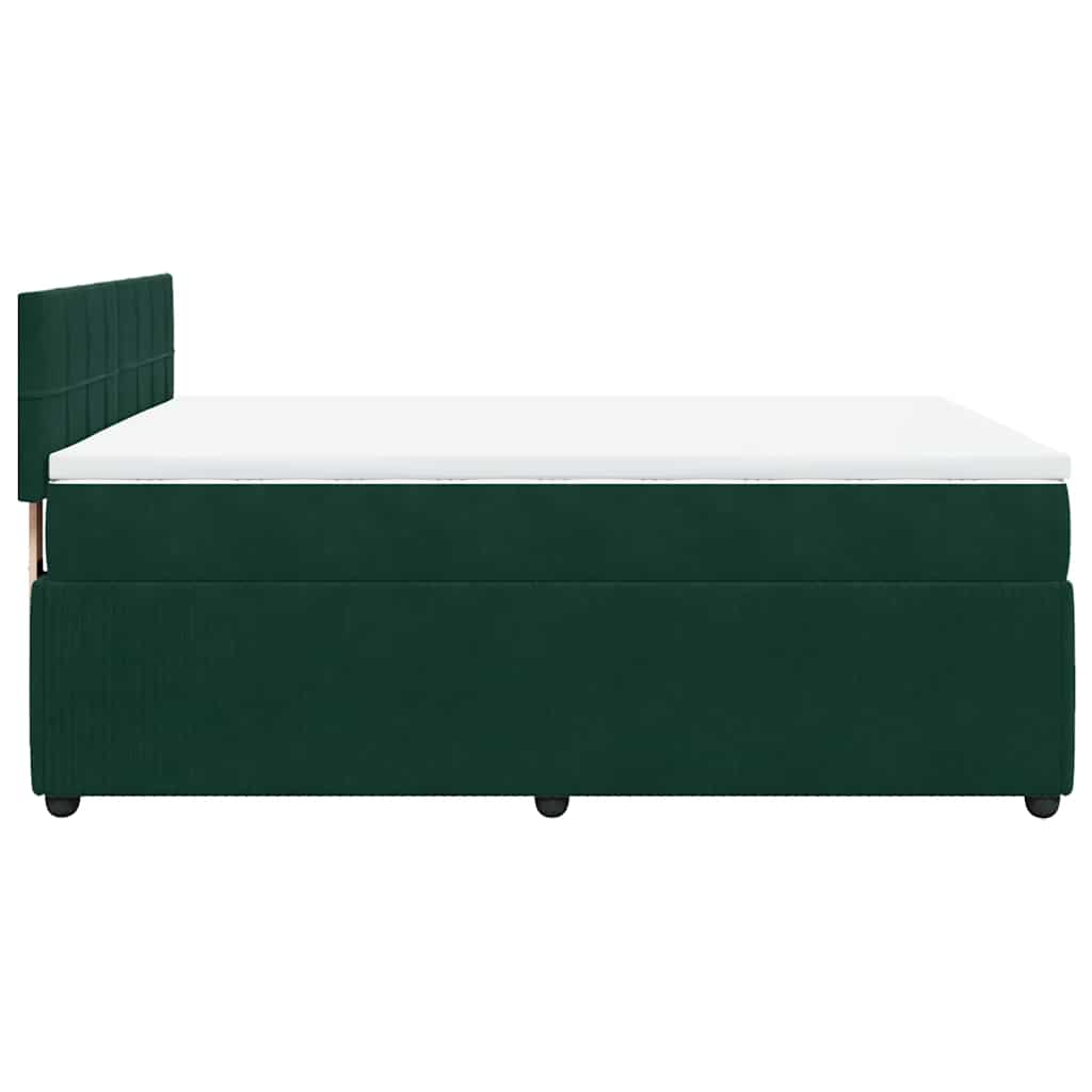 Κρεβάτι Boxspring με Στρώμα Σκούρο Πράσινο 140x200εκ. Βελούδινο - Pakobazaar