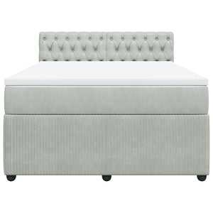 Κρεβάτι Boxspring με Στρώμα Ανοιχτό Γκρι 140x200 εκ. Βελούδινο