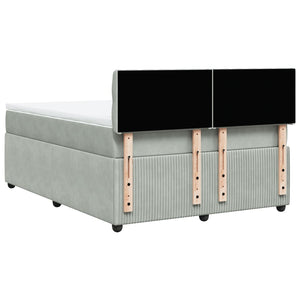 Κρεβάτι Boxspring με Στρώμα Ανοιχτό Γκρι 140x200 εκ. Βελούδινο