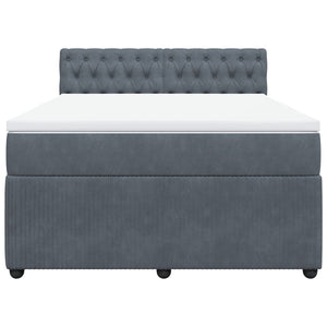 Κρεβάτι Boxspring με Στρώμα Σκούρο Γκρι 140x200 εκ. Βελούδινο