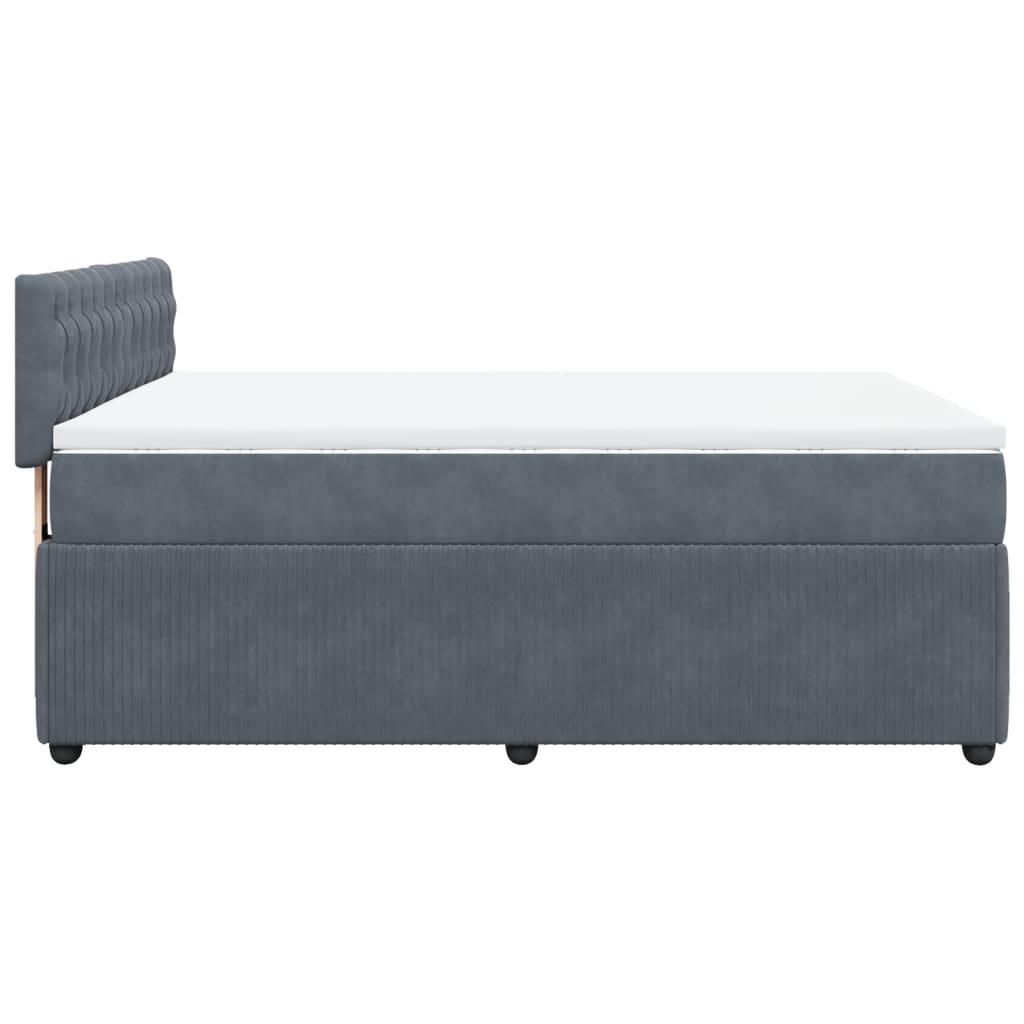 Κρεβάτι Boxspring με Στρώμα Σκούρο Γκρι 140x200 εκ. Βελούδινο