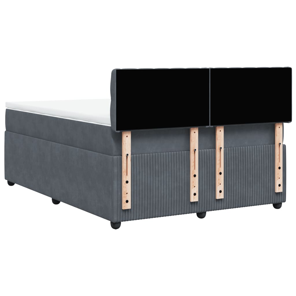 Κρεβάτι Boxspring με Στρώμα Σκούρο Γκρι 140x200 εκ. Βελούδινο