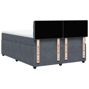 Κρεβάτι Boxspring με Στρώμα Σκούρο Γκρι 140x200 εκ. Βελούδινο