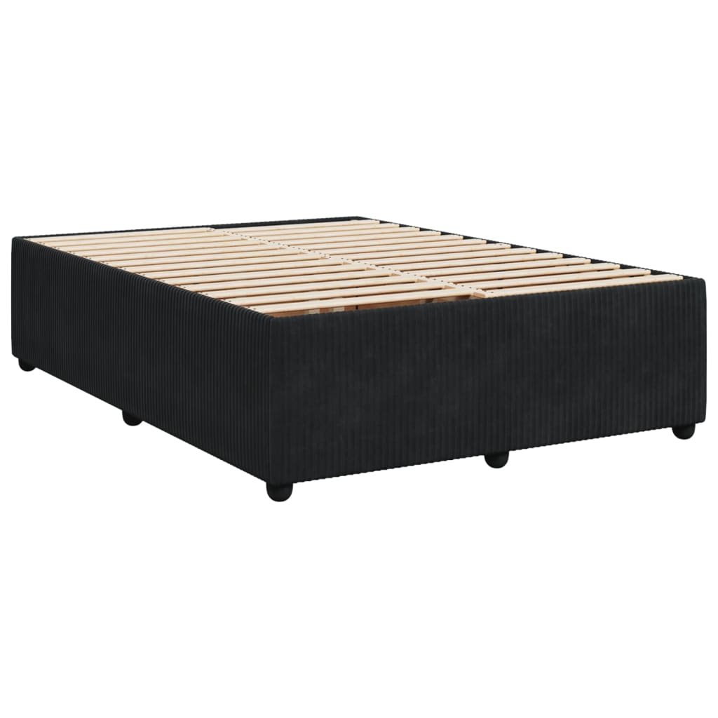 Κρεβάτι Boxspring με Στρώμα Μαύρο 140x200 εκ. Βελούδινο - Pakobazaar