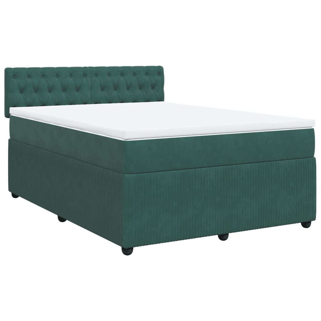 Κρεβάτι Boxspring με Στρώμα Σκούρο Πράσινο 140x200εκ. Βελούδινο - Pakobazaar