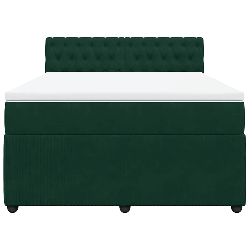 Κρεβάτι Boxspring με Στρώμα Σκούρο Πράσινο 140x200εκ. Βελούδινο - Pakobazaar