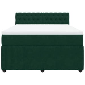 Κρεβάτι Boxspring με Στρώμα Σκούρο Πράσινο 140x200εκ. Βελούδινο - Pakobazaar