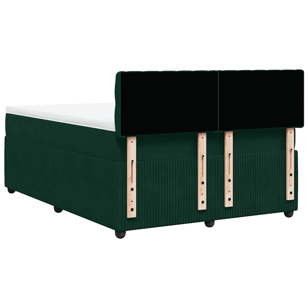 Κρεβάτι Boxspring με Στρώμα Σκούρο Πράσινο 140x200εκ. Βελούδινο - Pakobazaar