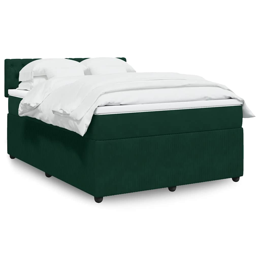 Κρεβάτι Boxspring με Στρώμα Σκούρο Πράσινο 140x200εκ. Βελούδινο - Pakobazaar