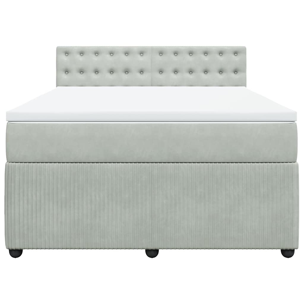Κρεβάτι Boxspring με Στρώμα Ανοιχτό Γκρι 140x200 εκ. Βελούδινο - Pakobazaar