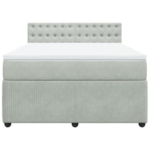 Κρεβάτι Boxspring με Στρώμα Ανοιχτό Γκρι 140x200 εκ. Βελούδινο - Pakobazaar