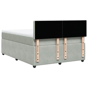 Κρεβάτι Boxspring με Στρώμα Ανοιχτό Γκρι 140x200 εκ. Βελούδινο - Pakobazaar