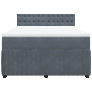 Κρεβάτι Boxspring με Στρώμα Σκούρο Γκρι 140x200 εκ. Βελούδινο - Pakobazaar
