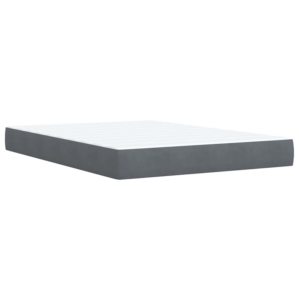 Κρεβάτι Boxspring με Στρώμα Σκούρο Γκρι 140x200 εκ. Βελούδινο - Pakobazaar