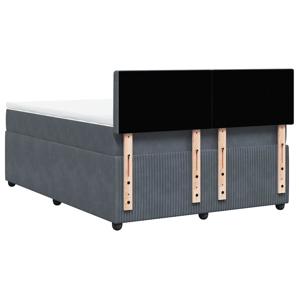 Κρεβάτι Boxspring με Στρώμα Σκούρο Γκρι 140x200 εκ. Βελούδινο - Pakobazaar