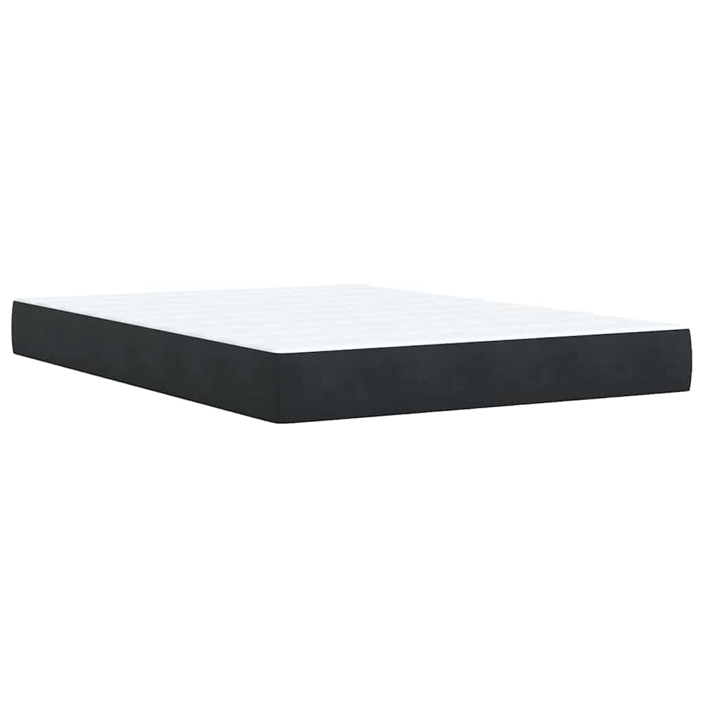 Κρεβάτι Boxspring με Στρώμα Μαύρο 140x200 εκ. Βελούδινο - Pakobazaar