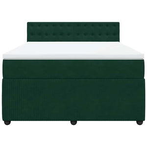 Κρεβάτι Boxspring με Στρώμα Σκούρο Πράσινο 140x200εκ. Βελούδινο - Pakobazaar