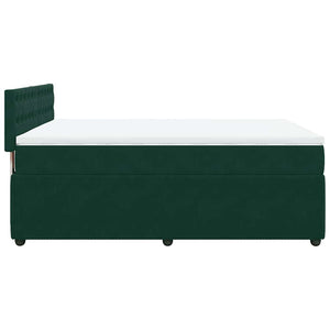 Κρεβάτι Boxspring με Στρώμα Σκούρο Πράσινο 140x200εκ. Βελούδινο - Pakobazaar