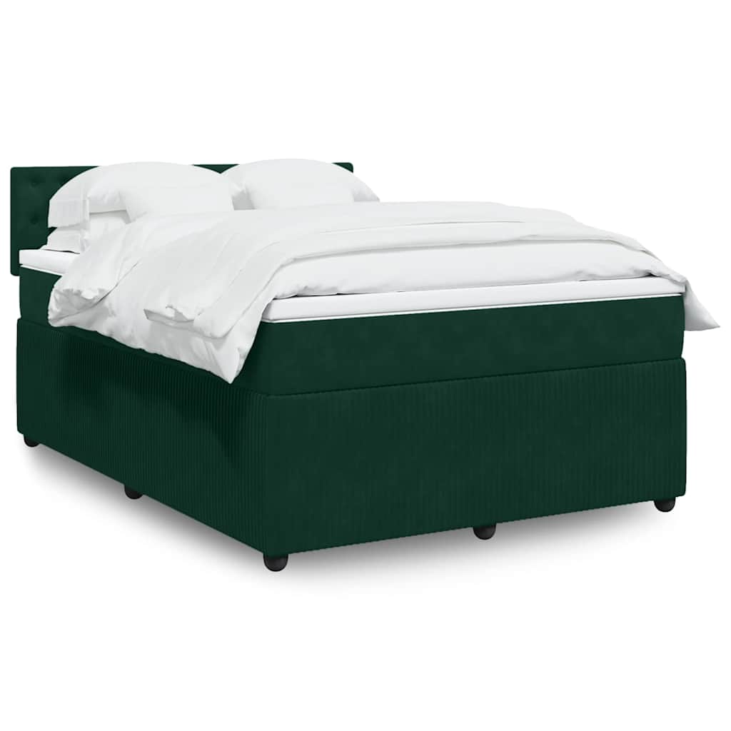 Κρεβάτι Boxspring με Στρώμα Σκούρο Πράσινο 140x200εκ. Βελούδινο - Pakobazaar