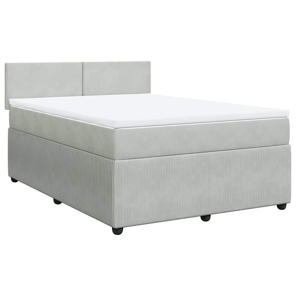 Κρεβάτι Boxspring με Στρώμα Ανοιχτό Γκρι 160x200 εκ. Βελούδινο - Pakobazaar