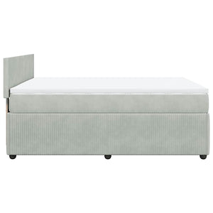 Κρεβάτι Boxspring με Στρώμα Ανοιχτό Γκρι 160x200 εκ. Βελούδινο - Pakobazaar