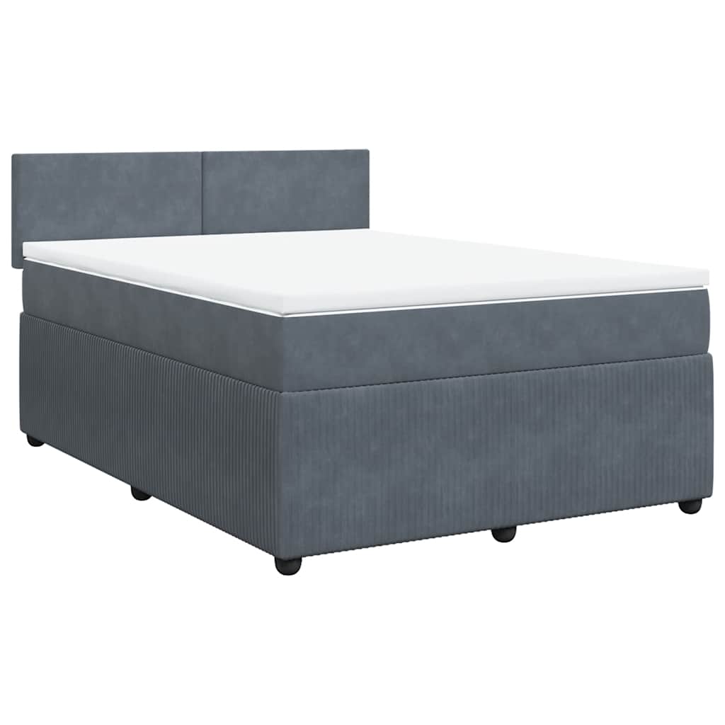 Κρεβάτι Boxspring με Στρώμα Σκούρο Γκρι 160x200 εκ. Βελούδινο - Pakobazaar