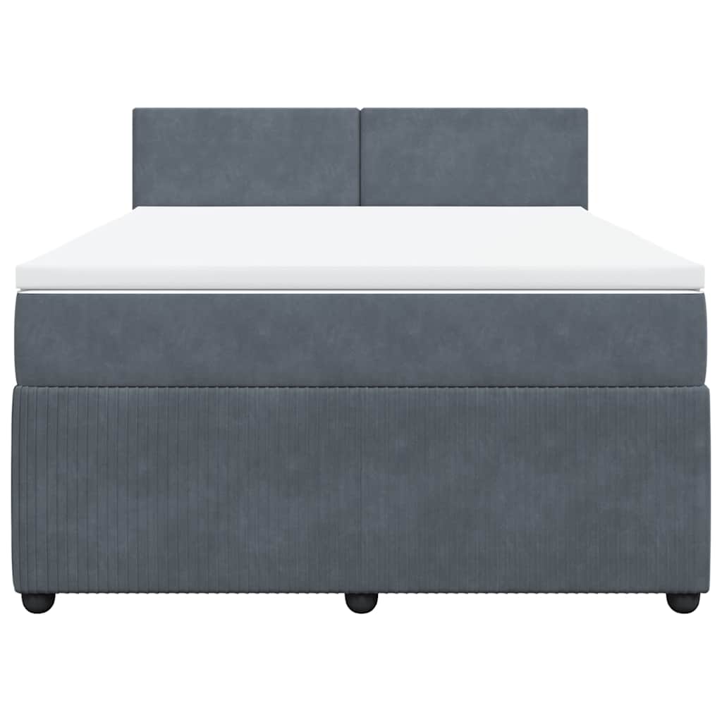 Κρεβάτι Boxspring με Στρώμα Σκούρο Γκρι 160x200 εκ. Βελούδινο - Pakobazaar