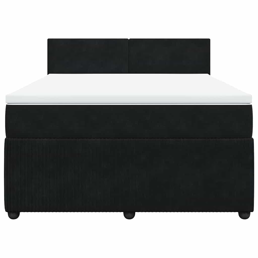 Κρεβάτι Boxspring με Στρώμα Μαύρο 160x200 εκ. Βελούδινο - Pakobazaar