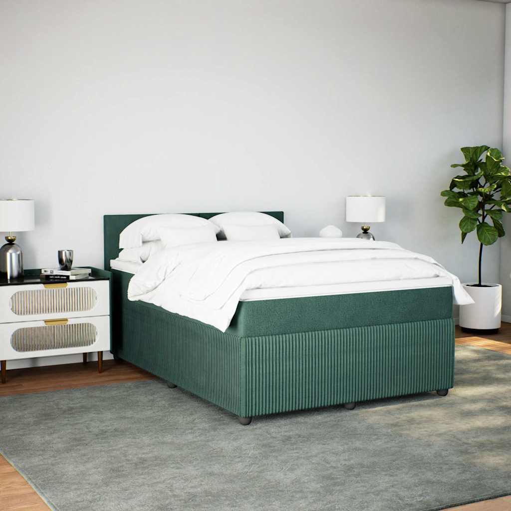 Κρεβάτι Boxspring με Στρώμα Σκούρο Πράσινο 160x200εκ. Βελούδινο - Pakobazaar