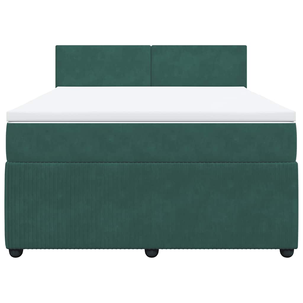 Κρεβάτι Boxspring με Στρώμα Σκούρο Πράσινο 160x200εκ. Βελούδινο - Pakobazaar