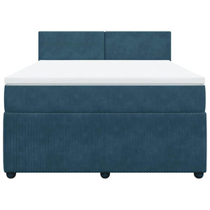 Κρεβάτι Boxspring με Στρώμα Μπλε 160x200 εκ. Βελούδινο - Pakobazaar